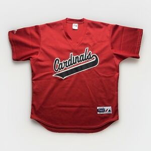 Vintage St Louis Cardinals Majestic MLB Baseball Mesh V Neck Y2K Jersey Mens XL